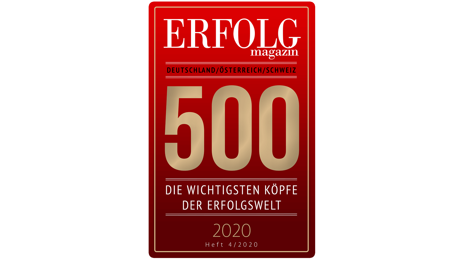 Das Erfolg Magazin zählt den Redner zu den wichtigsten Köpfen der Erfolgswelt